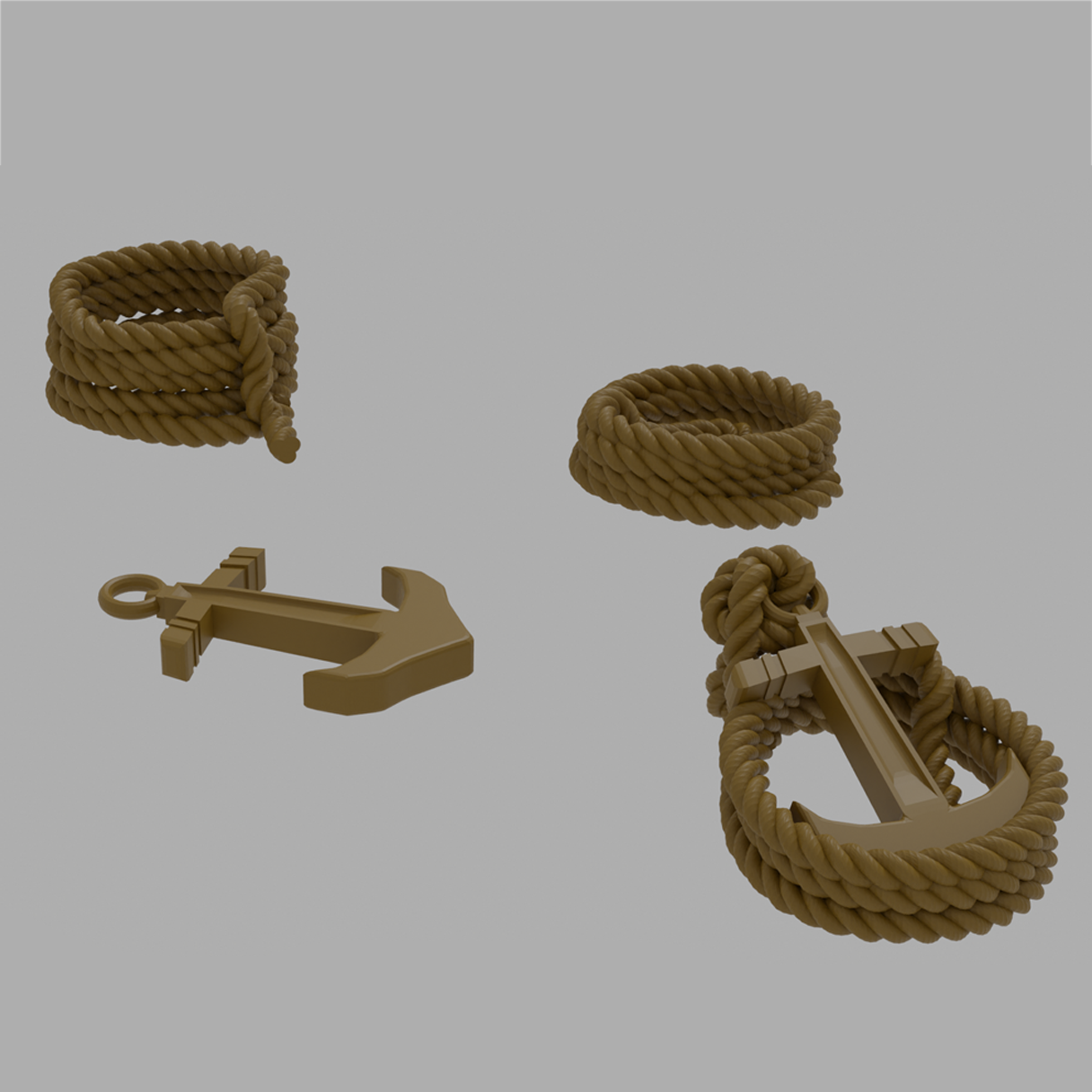 Anchor and rope | Medieval Model