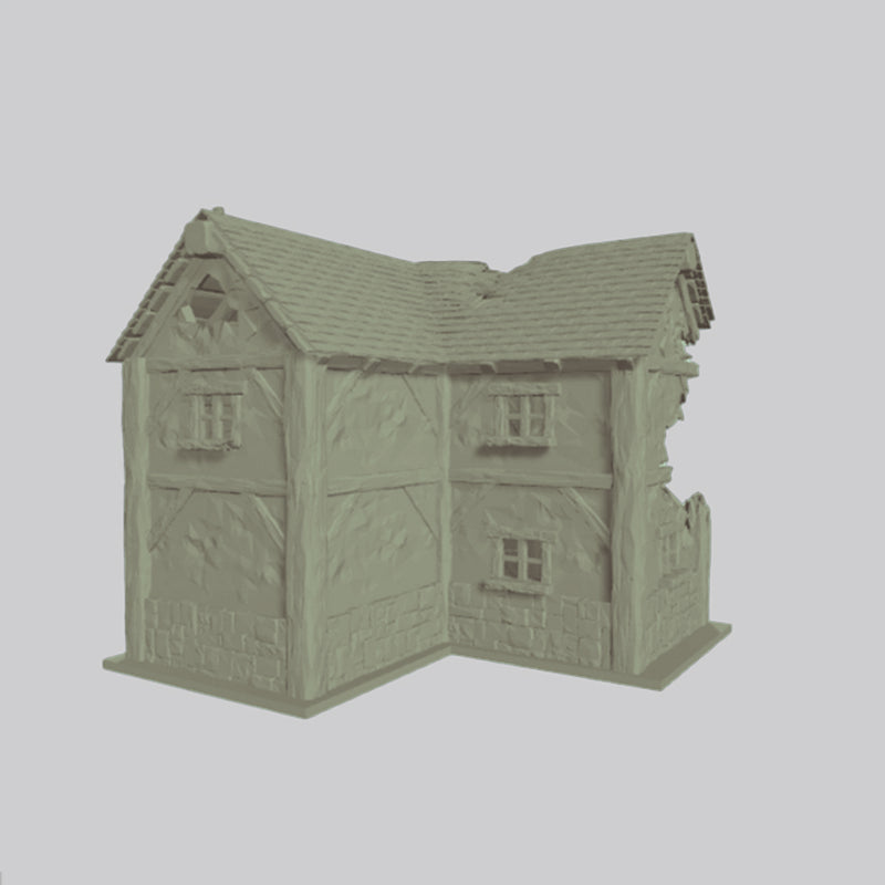 Ruined L-shaped house | Medieval Model