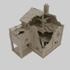 Two storey house in ruins | Medieval Model