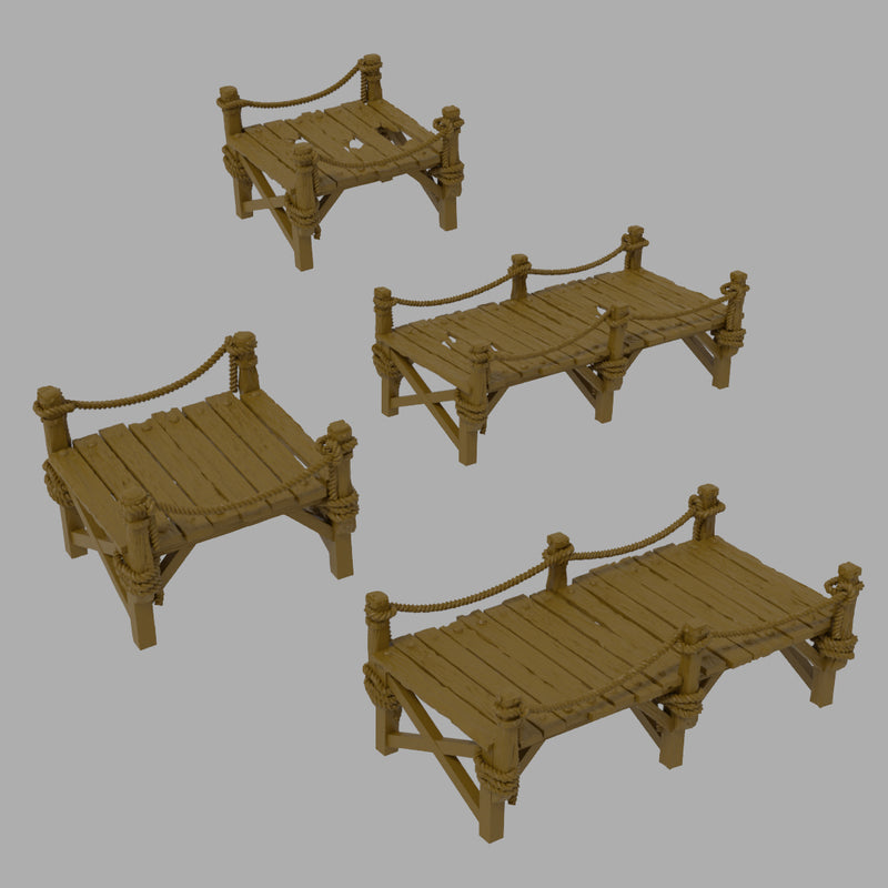 Pontoon and monkey bridge | Medieval Model