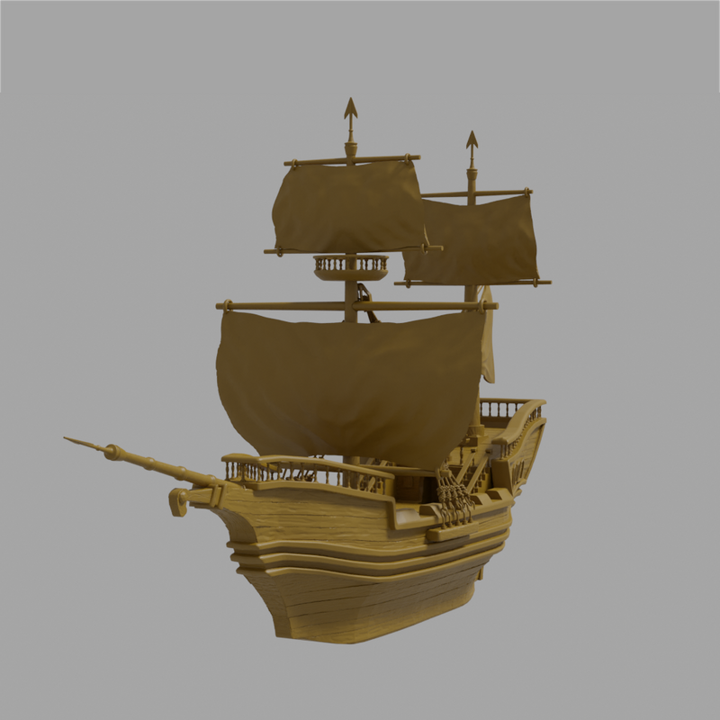Two mast boat | Medieval Model